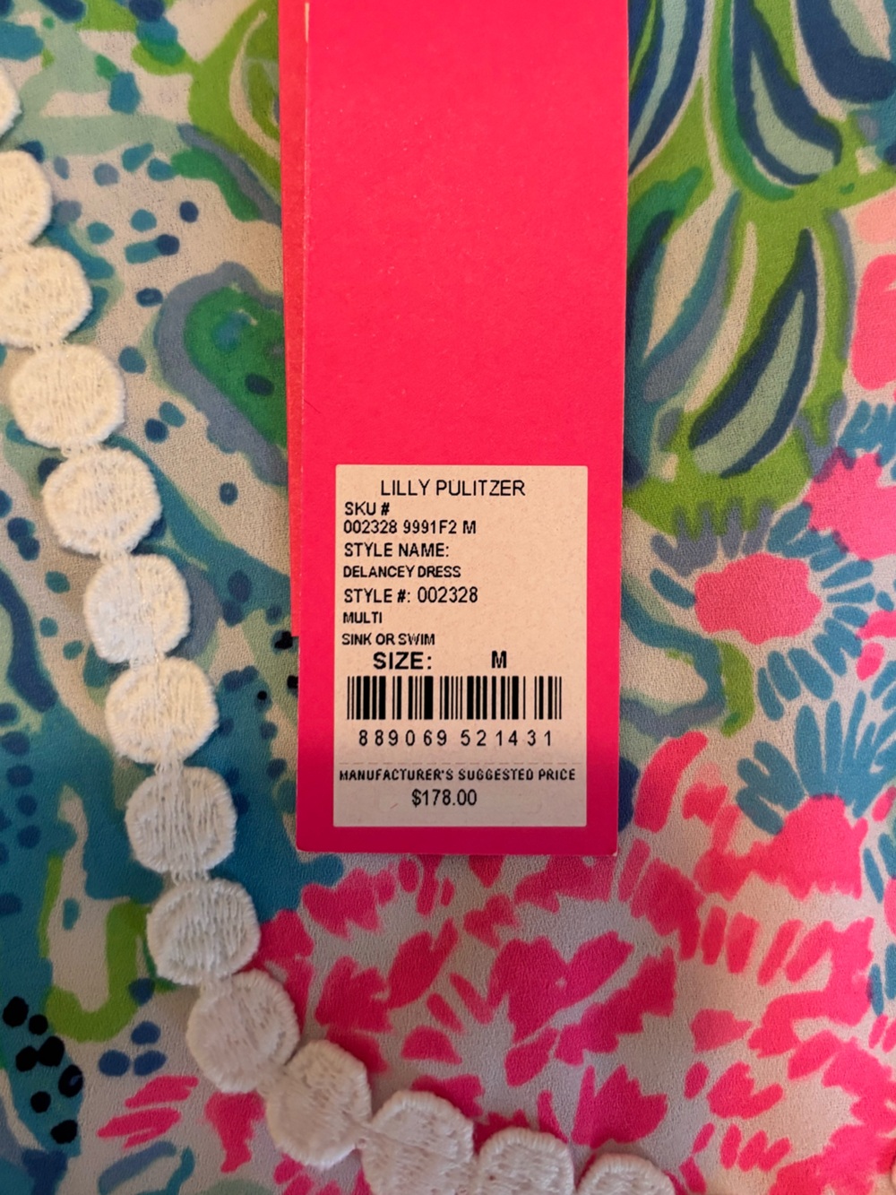 Lilly Pulitzer Blue, Pink and Green Coral Reef Print Dress - Picture 5 of 6